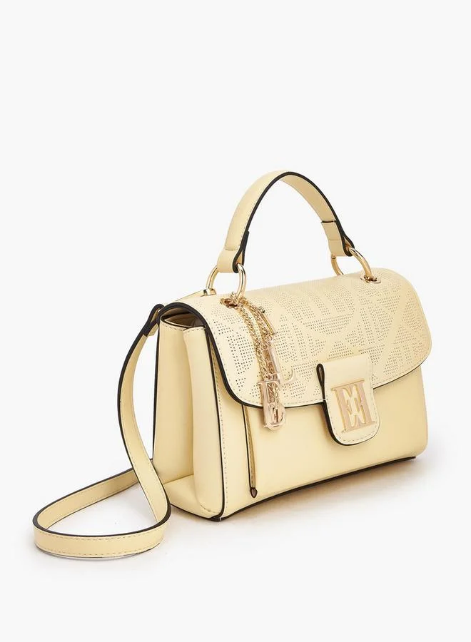 ELLE YELLOW Laser Cut Textured Crossbody Bag with Detachable Strap for Women | Best Price UAE